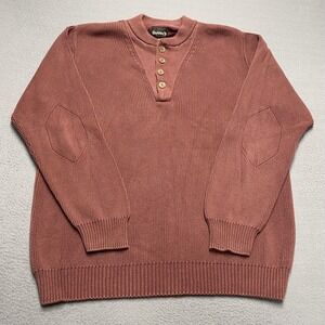 Guide Series Sweater Mens XLT Red Henley Crew Neck Cotton Collarless Pullover